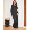 GYS Bamboo Viscose Women’s Pajama Sets Crew Neck Long Sleeve Sleepwear(Black)