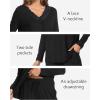 GYS Bamboo Viscose Women’s Pajama Sets Long Sleeve Lace V-Neck Soft 2 Piece Sleep Set(Black)