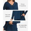 GYS Bamboo Viscose Women’s Pajama Sets Long Sleeve Lace V-Neck Soft 2 Piece Sleep Set(Ink Blue)