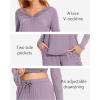 GYS Bamboo Viscose Women’s Pajama Sets Long Sleeve Lace V-Neck Soft 2 Piece Sleep Set(Violet)