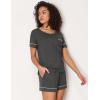 GYS Bamboo Viscose Women’s Pajama Sets Short Sleeve Crew Neck 2 Piece Pajama Set for Women(Black Melange)