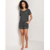 GYS Bamboo Viscose Women’s Pajama Sets Short Sleeve Crew Neck 2 Piece Pajama Set for Women(Black Melange)