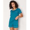 GYS Bamboo Viscose Women’s Pajama Sets Short Sleeve Crew Neck 2 Piece Pajama Set for Women(Teal Blue)
