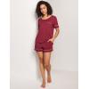 GYS Bamboo Viscose Women’s Pajama Sets Short Sleeve Crew Neck 2 Piece Pajama Set for Women(Wine Red)
