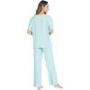 GYS Bamboo Viscose Women’s Pajama Sets Short Sleeve V-Neck Sleep Set with Pockets(Aqua)