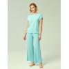GYS Soft Bamboo Viscose Sleepwear for Women Short Sleeve 2 Piece Pajama Sets(Aqua)