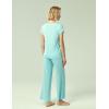GYS Soft Bamboo Viscose Sleepwear for Women Short Sleeve 2 Piece Pajama Sets(Aqua)