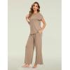 GYS Soft Bamboo Viscose Sleepwear for Women Short Sleeve 2 Piece Pajama Sets(Camel)