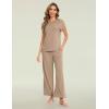 GYS Soft Bamboo Viscose Sleepwear for Women Short Sleeve 2 Piece Pajama Sets(Camel)
