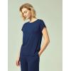 GYS Soft Bamboo Viscose Sleepwear for Women Short Sleeve 2 Piece Pajama Sets(Navy)