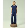 GYS Soft Bamboo Viscose Sleepwear for Women Short Sleeve 2 Piece Pajama Sets(Navy)