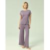 GYS Soft Bamboo Viscose Sleepwear for Women Short Sleeve 2 Piece Pajama Sets(Violet)