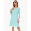 GYS Women’s Bamboo Viscose Nightgowns Crewneck 3/4 Sleeve Sleepwear Comfy Night Shirt Sleep Dress(Aqua)