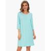 GYS Women’s Bamboo Viscose Nightgowns Crewneck 3/4 Sleeve Sleepwear Comfy Night Shirt Sleep Dress(Aqua)