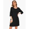 GYS Women’s Bamboo Viscose Nightgowns Crewneck 3/4 Sleeve Sleepwear Comfy Night Shirt Sleep Dress(Black)