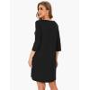 GYS Women’s Bamboo Viscose Nightgowns Crewneck 3/4 Sleeve Sleepwear Comfy Night Shirt Sleep Dress(Black)