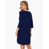 GYS Women’s Bamboo Viscose Nightgowns Crewneck 3/4 Sleeve Sleepwear Comfy Night Shirt Sleep Dress(Navy)
