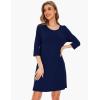 GYS Women’s Bamboo Viscose Nightgowns Crewneck 3/4 Sleeve Sleepwear Comfy Night Shirt Sleep Dress(Navy)