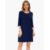 GYS Women’s Bamboo Viscose Nightgowns Crewneck 3/4 Sleeve Sleepwear Comfy Night Shirt Sleep Dress(Navy)
