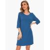 GYS Women’s Bamboo Viscose Nightgowns Crewneck 3/4 Sleeve Sleepwear Comfy Night Shirt Sleep Dress(Prussian Blue)