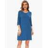 GYS Women’s Bamboo Viscose Nightgowns Crewneck 3/4 Sleeve Sleepwear Comfy Night Shirt Sleep Dress(Prussian Blue)