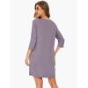 GYS Women’s Bamboo Viscose Nightgowns Crewneck 3/4 Sleeve Sleepwear Comfy Night Shirt Sleep Dress(Violet)