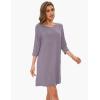 GYS Women’s Bamboo Viscose Nightgowns Crewneck 3/4 Sleeve Sleepwear Comfy Night Shirt Sleep Dress(Violet)
