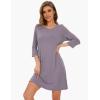 GYS Women’s Bamboo Viscose Nightgowns Crewneck 3/4 Sleeve Sleepwear Comfy Night Shirt Sleep Dress(Violet)