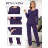 GYS Women’s Bamboo Viscose Pajamas Set Long Sleeve Crew Neck Sleepwear Super Soft Pjs Lounge Sets(Purple)