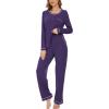 GYS Women’s Bamboo Viscose Pajamas Set Long Sleeve Crew Neck Sleepwear Super Soft Pjs Lounge Sets(Purple)