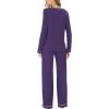 GYS Women’s Bamboo Viscose Pajamas Set Long Sleeve Crew Neck Sleepwear Super Soft Pjs Lounge Sets(Purple)