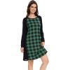 GYS Womens Long Sleeve Nightgowns Viscose from bamboo Sleepwear Soft Christmas Pajama Dress(Green Plaid)