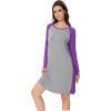 GYS Womens Long Sleeve Nightgowns Viscose from bamboo Sleepwear Soft Christmas Pajama Dress(Heather Grey/Lilac)