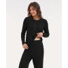 GYS Women’s Long Sleeve Pajama Sets Soft Breathable Fabric Nursing-Friendly Buttons Cool-Touch Bamboo Viscose​(Black)