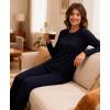 GYS Women’s Long Sleeve Pajama Sets Soft Breathable Fabric Nursing-Friendly Buttons Cool-Touch Bamboo Viscose​(Navy)