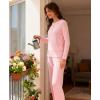 GYS Women’s Long Sleeve Pajama Sets Soft Breathable Fabric Nursing-Friendly Buttons Cool-Touch Bamboo Viscose​(Pink)