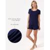 GYS Women’s Pajama Sets Bamboo-derived Viscose Short Sleeve 2-Piece Soft Summer Sleep Set(Navy)