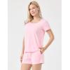 GYS Women’s Pajama Sets Bamboo-derived Viscose Short Sleeve 2-Piece Soft Summer Sleep Set(Pink)