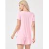GYS Women’s Pajama Sets Bamboo-derived Viscose Short Sleeve 2-Piece Soft Summer Sleep Set(Pink)