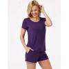 GYS Women’s Pajama Sets Bamboo-derived Viscose Short Sleeve 2-Piece Soft Summer Sleep Set(Purple)