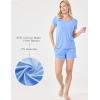 GYS Women’s Pajama Sets Bamboo-derived Viscose Short Sleeve 2-Piece Soft Summer Sleep Set(Sky Blue)