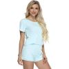 GYS Womens Pajama Sets, Short Sleeve Soft Sleepwear Tops and Shorts Pjs, Bamboo Viscose Loungewear(Aqua Green)