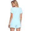 GYS Womens Pajama Sets, Short Sleeve Soft Sleepwear Tops and Shorts Pjs, Bamboo Viscose Loungewear(Aqua Green)