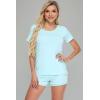 GYS Womens Pajama Sets, Short Sleeve Soft Sleepwear Tops and Shorts Pjs, Bamboo Viscose Loungewear(Aqua Green)