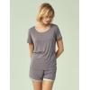 GYS Womens Pajama Sets, Short Sleeve Soft Sleepwear Tops and Shorts Pjs, Bamboo Viscose Loungewear(Dark Grey)