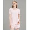 GYS Womens Pajama Sets, Short Sleeve Soft Sleepwear Tops and Shorts Pjs, Bamboo Viscose Loungewear(Pink)