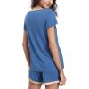 GYS Womens Pajama Sets, Short Sleeve Soft Sleepwear Tops and Shorts Pjs, Bamboo Viscose Loungewear(Prussian Blue)
