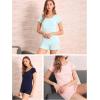 GYS Womens Pajama Sets, Short Sleeve Soft Sleepwear Tops and Shorts Pjs, Bamboo Viscose Loungewear(Purplish Grey Silver)