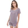 GYS Womens Pajama Sets, Short Sleeve Soft Sleepwear Tops and Shorts Pjs, Bamboo Viscose Loungewear(Purplish Grey Silver)