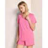 GYS Womens Pajama Sets, Short Sleeve Soft Sleepwear Tops and Shorts Pjs, Bamboo Viscose Loungewear(Raspberry Pink)